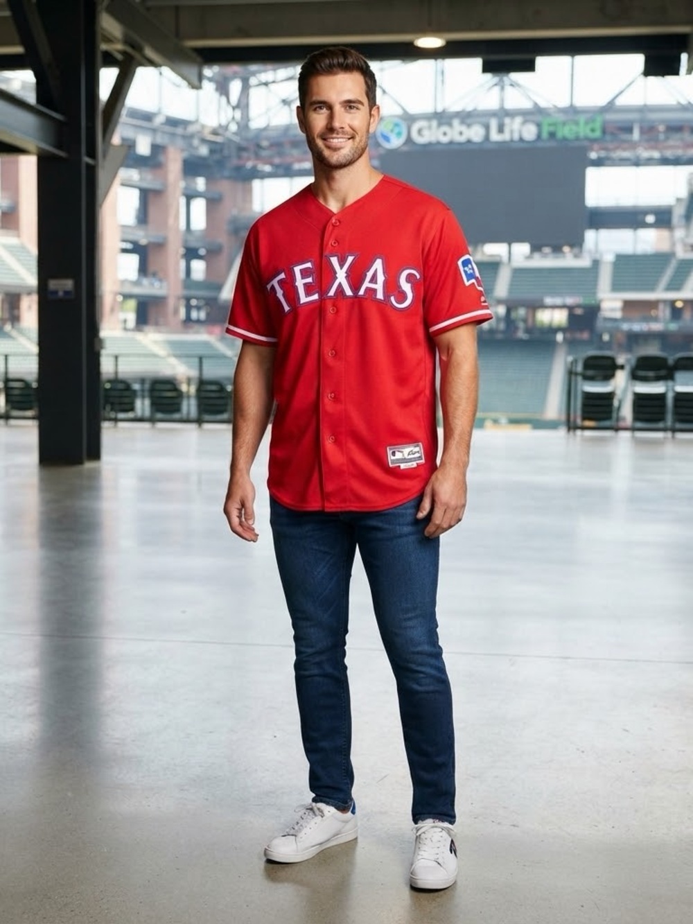 Majestic Red Texas Vintage Baseball Jersey for Men